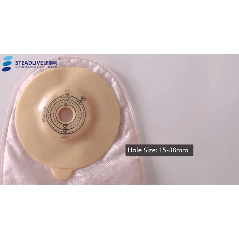 10pcs/lot~One-Piece Convexity Colostomy pouch, with clamp drainage Ostomy Bag, Cut-to Fit 15-38mm; used for stoma hollow