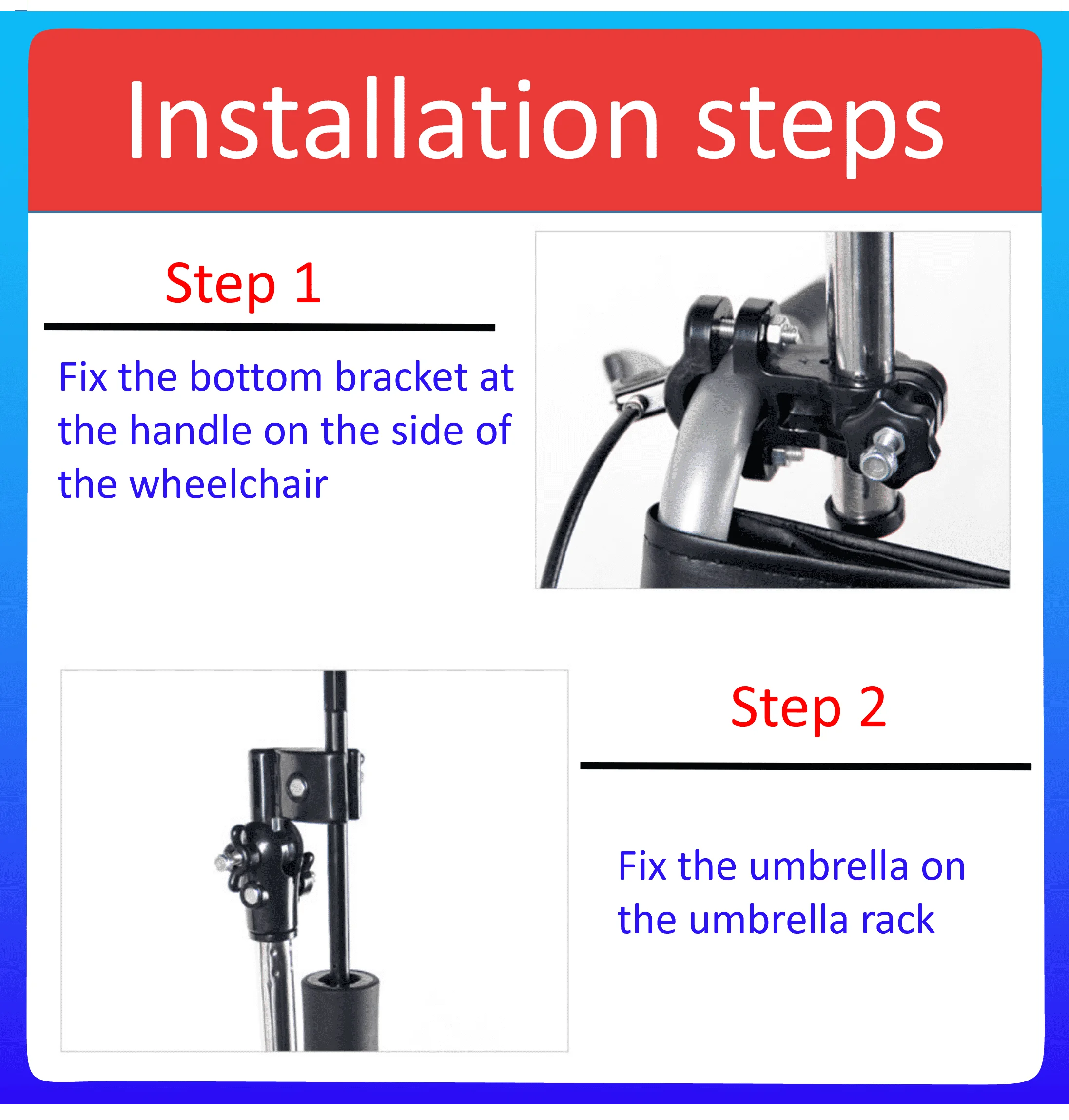 Wheelchair Accessories  Umbrella For chair Stroller 360° Adjustable Umbrella Stretch Mount Stand for Rolling Chair wheelchair