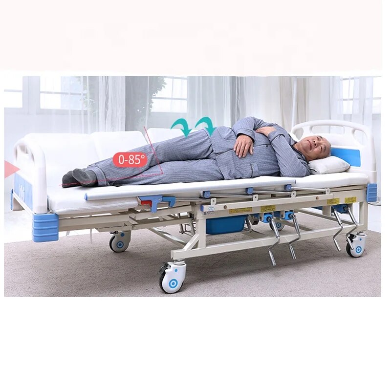 Manufacturers wholesale anti-skid turning medical bed for the elderly, hand-operated multi-functional hospital nursing beds
